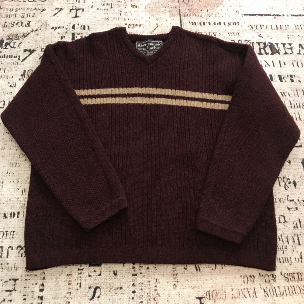 VTG ABERCROMBIE FITCH Wool Sweater 2-Stripe Jumper